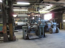 48" x .25" Paxson slitting line, 50000 lb., with tooling & spares, very nice condition