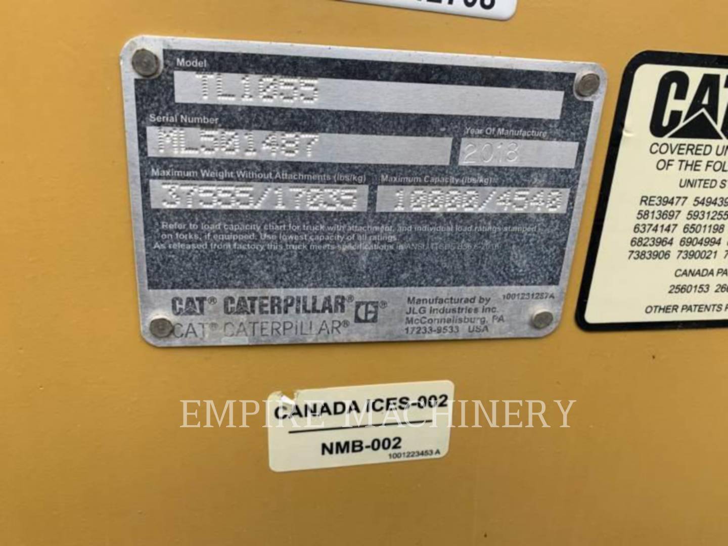 Cat TL1055D, Telehandler, 3779 hours, S/N: ML501487, 2018