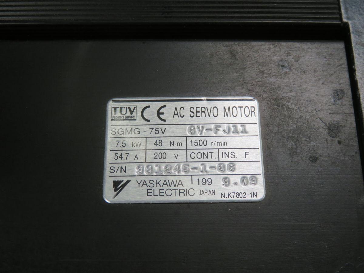 Yaskawa #SGMG-75V-6V-FJ11, motor de servo CA, 7.5 KW, 1500 RPM