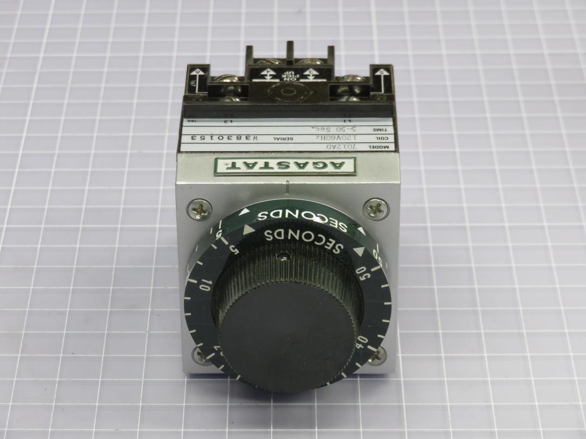 Agastat #7012AD, time delay relay, 2PDT, 110/120 Volts AC coil, 5-50 sec.