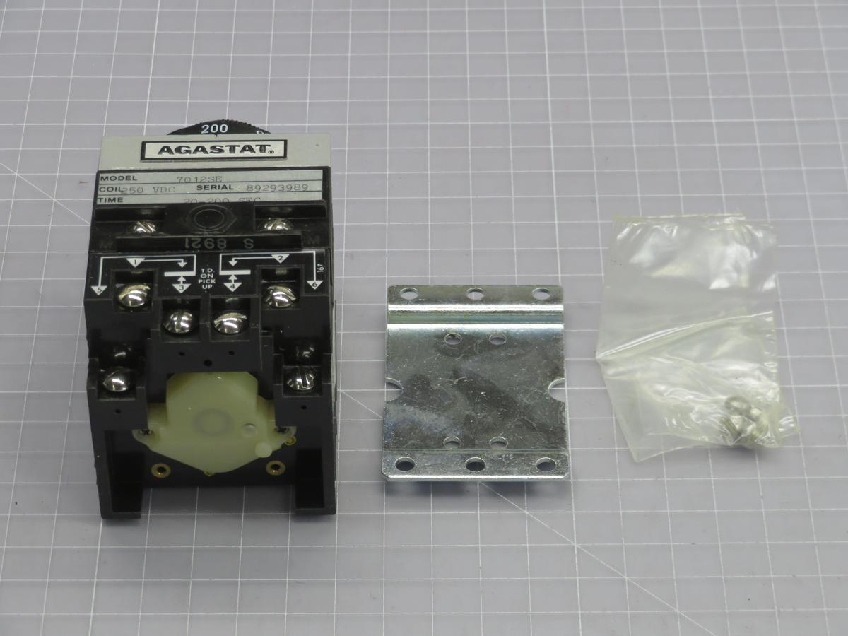 Agastat #7012SE, time delay relay, 2PDT, 250 Volts DC coil, 20-200 sec., 10 Amp @ 120 Volts AC