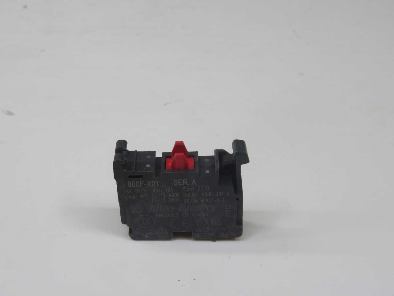 Allen-Bradley #800F-X01, contact block, 1 NC, 10 Amp, 690 Volts AC, LOT of 80