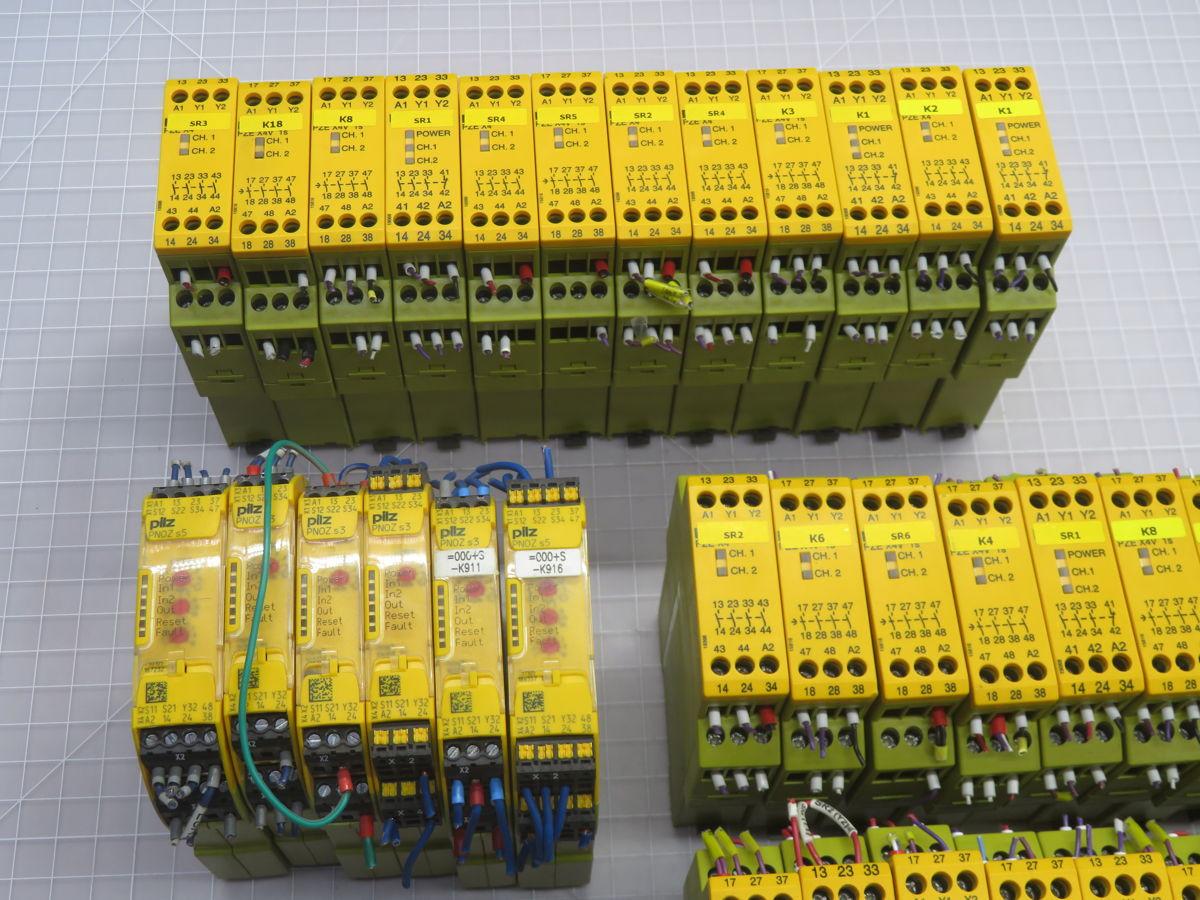 Pilz, mixed safety relay controls, 24 Volts DC, LOT of 37