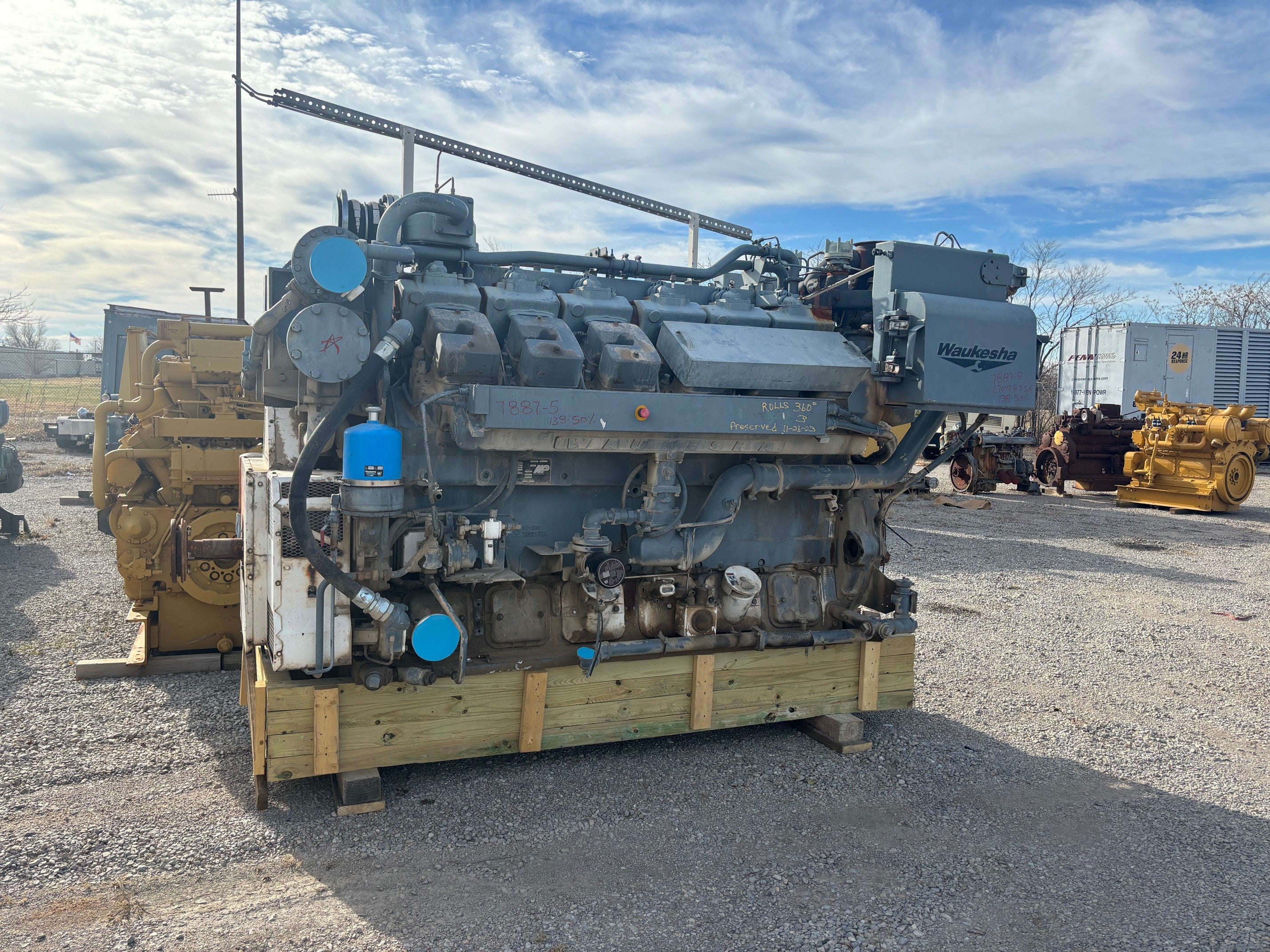 1480 HP @ 1200 RPM, Waukesha #7042-GSI, natural gas engine core, 8.0:1 comp. ratio, extender oil pans, S/N