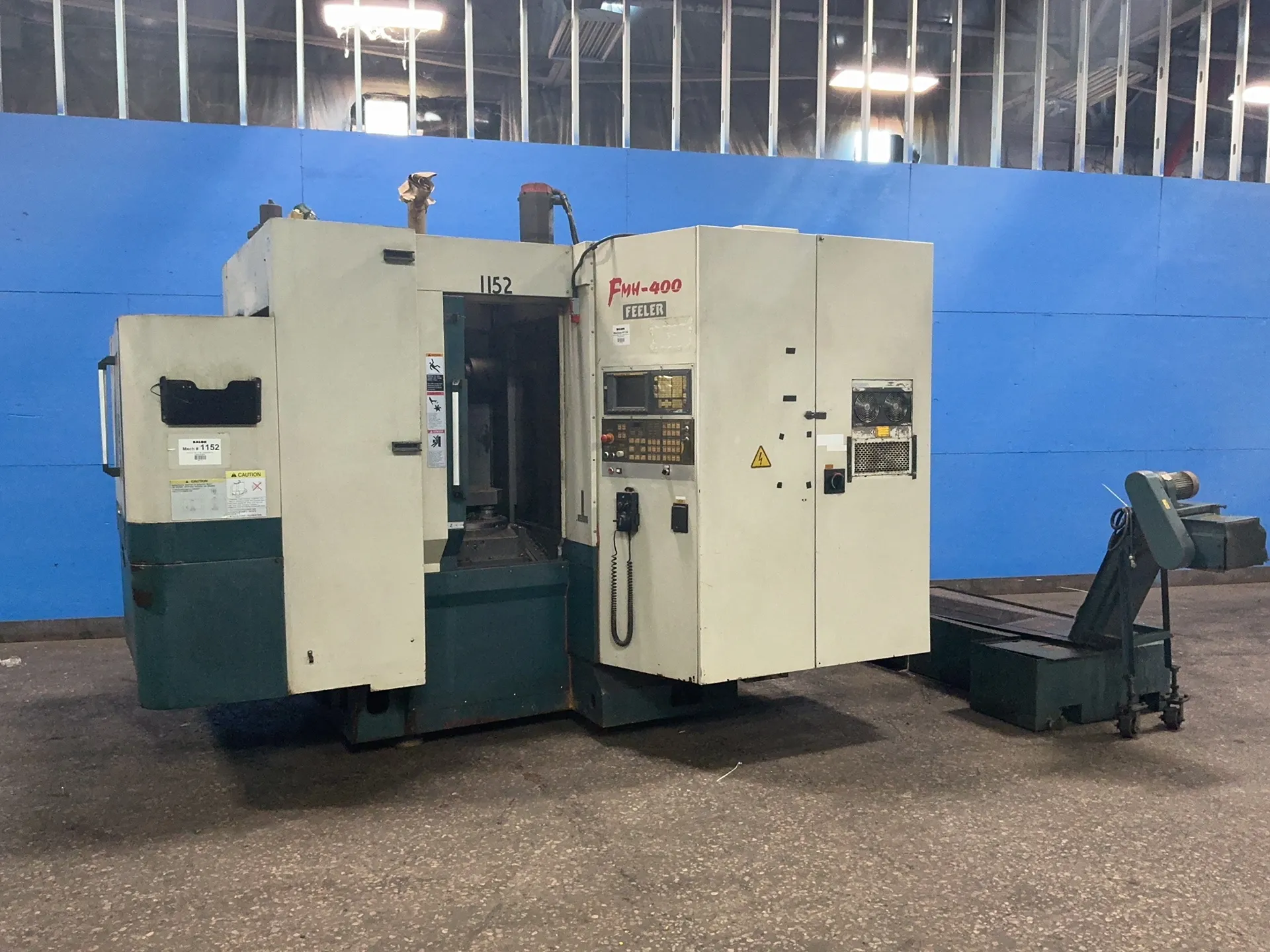 Feeler #FMH-400, CNC horizontal machining center, 16" x 16", Fanuc 18-M Control, 15 HP, 10000 RPM, 220 V., 3