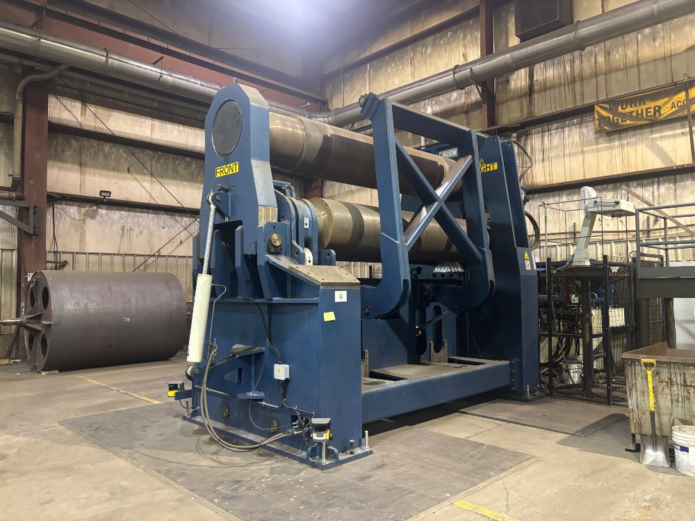 3" x 10' Faccin #3HEP-SX210, pyramid plate roll, 26" top roll, 24.8" side rolls, 175 HP, hardened rolls