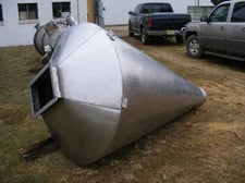 250 gallon Stainless Steel hopper, approx. 35 cu.ft. (260 gallon). 5' diameter at widest point x 7' 2"