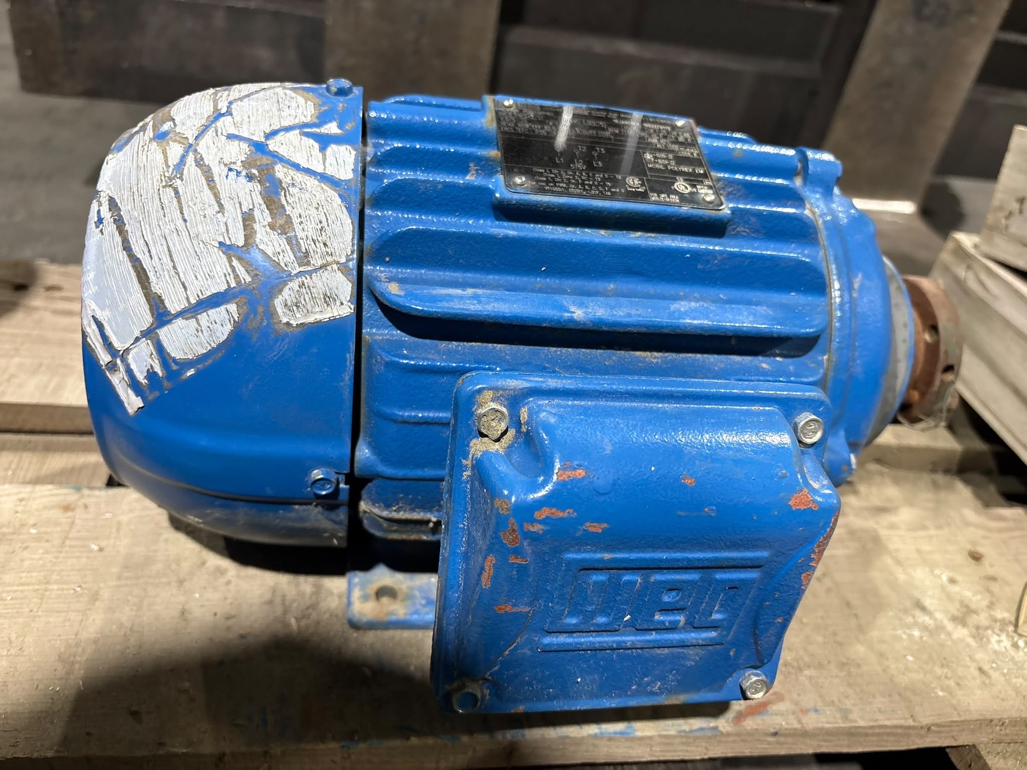 1 HP 1160 RPM WEG, Frame 145T, foot mount, AC induction, 3 phase, 60 Hz, 575 Volts, 2020, Never Used