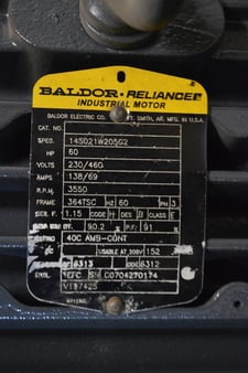Image for 60 HP 3600 RPM Baldor, Frame 364TSC, TEFC, 460 Volts