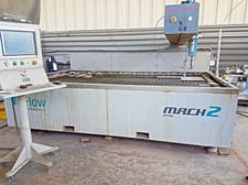 Flow Mach 2 2031B, 30 HP intensifier pumps 60k PSI, 6' x 10' table, 2013