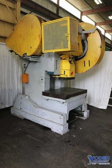 125 Ton, V & O #Super-125, back geared OBI press, 4" stroke, 18.5" Shut Height, 30-60 SPM, #70259