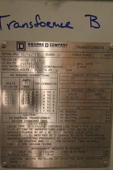 1000/1120 KVA 4800 Delta Primary, 208Y/120 Secondary, Sunbelt