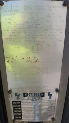 1000/1120 KVA 13800 Delta Primary, 480Y/277 Secondary, ABB