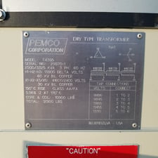 2500/3325 KVA 13800 Delta Primary, 4160Y/2400 Secondary, Pemco, Dry