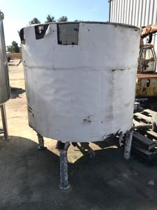 600 gallon Hamilton Stainless Steel tank, 5' dia. x 4' T/T, 76" OAH, open top, cone bottom, used