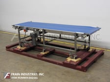 39-1/4" wide x 12.1' long, BMI #5030, Stainless Steel belt conveyor, blue food grade belt, 1 HP drive