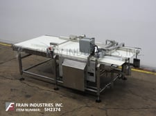 48" wide x 10' long, Stainless Steel belt conveyor with servo controlled laner cylinders, neoprene style belt