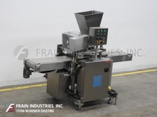 Autoprod / Oystar #F-3, inline, Stainless Steel (3) piston depositor, mounted on Stainless Steel base frame