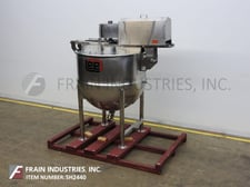 350 gallon Lee, Stainless Steel, jacketed double motion kettle, 54" diameter x 48" deep, 40 psi, lift up