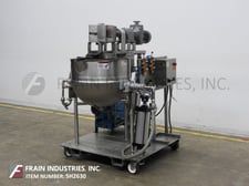 Image for 50 gallon Lee #50CHD9MT, 316 Stainless Steel jacketed double motion kettle, 30" diameter x 22" deep, 100 psi, tilt out mount scrape agitation