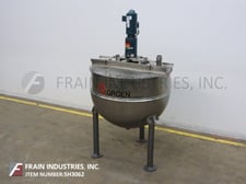 Groen #RA-200-SP, 316 Stainless Steel jacketed kettle, 48" dia x 35" deep, 60 psi, spherical bottom w/2-1/2"