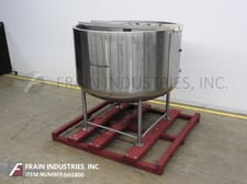 750 gallon Hamilton, 304 Stainless Steel low pressure jacketed kettle w/o agitation, 72" dia. x 52" deep