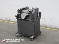 6" x 11-3/4" Buhler-Maig #6x11-3/4, 3 roll mill, 3 HP, hand crank gap adjustment, scraper blades