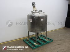 1000 gallon APV Crepaco #CCA, 304 Stainless Steel single wall tank, 72" diameter x 56" straight side, dome top