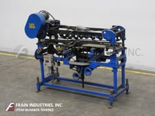 Mateer Burt #408D, roll thru hot glue labeler, 10-600 containers per minute, with single label magazine
