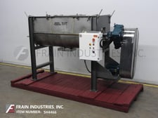 70 cu.ft. Double ribbon mixer, 304 Stainless Steel, dual flip up covers, 9" OD center bottom discharge with