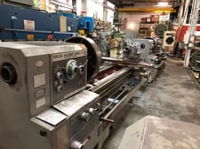 32" x 105" Mazak #30-100, engine lathe, 24" chk, 4-jaw, inch/metric, 4-post, taper attach