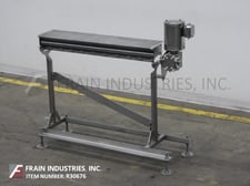 42" wide, NCC Automated Systems Stainless Steel transfer conveyor, 9" long, bull nose transfer ends powered