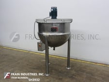 Image for Lee #300D, 316 Stainless Steel jacketed kettle, 54" dia. x 36" deep, 90 psi, flip up covers, spherical bottom with center bottom discharge