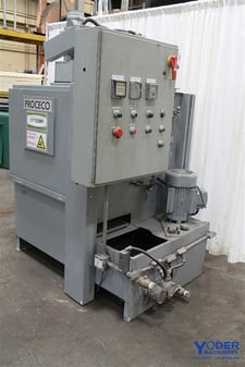 Proceco #2X15-3600-10+1, parts washer, 32" basket diameter, timers, tank aerator, 10 HP, #58427
