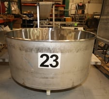 200 gallon Loos #1121-001, 49" diameter, 2' length, Stainless Steel, mounted on wheels, portable round column
