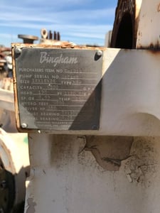 250 GPM @ 421' TDH, Sulzer Bingham, 2x4x11.5-1 OHH, 3560 RPM, #3298