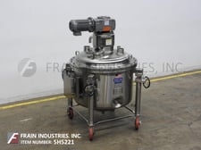 500 liter, Mueller, 316 Stainless Steel jacketed process tank, 100 psi, 36" ID x 36" deep with 28" straight