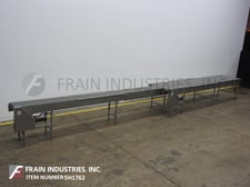 15" wide x 21.6' long, LeMatic, Stainless Steel, table top belt accumulation conveyor