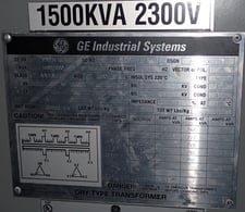 1500/2000 kVA, 4160 Delta Primary, 2300 Delta Secondary, General Electric Dry Type