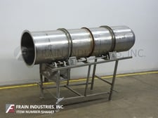 Stainless Steel, continuous motion, rotary ribbed coating drum, 30" ID x 120" L rotating coating drum