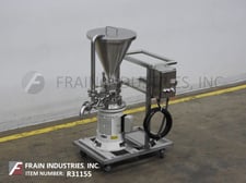 Romaco #MZ100, Stainless Steel, toothed colloid mill w/16" OD x 19" D Stainless Steel conical product hopper