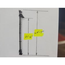 12" diameter x 22' long, Carbon Steel vertical screw auger conveyor, 22" x 22" base, 12" x 12" inlet, 13" x