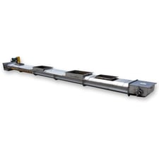 SMC, 20" width x 28' long, Stainless Steel drag conveyor, 20" x21" outlet, 2 HP, 230/460 V., 3-phase, 1745
