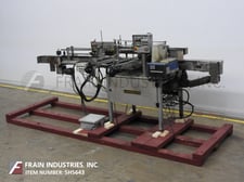 Langguth #E-40, automatic, inline, Stainless Steel, high speed, full wrap, hot melt glue labeler, 100-600