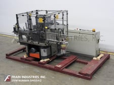 Langguth #E-62, 12 head rotary, Stainless Steel, cut & stack, wrap around, hot melt glue labeler, 50-300