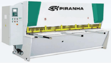 1/4" x 6' Piranha CNC hydraulic guillotine style shear, 39" BG, 10 HP, 10 hold downs, new