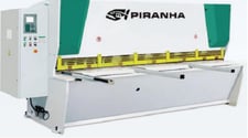 3/8" x 10' Piranha CNC hydraulic guillotine style shear, 39" BG, 20 HP, 15 hold downs, new