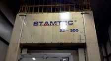 330 Ton, Stamtec #S2-300, straight side double crank press, 10.1" stroke, 30.1" Shut Height, 98.43" x55.12"