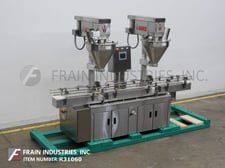 AMS #A500, automatic, in line, dual head, stainless steel, auger filler, 15-90 container/minute, A/B PLC &