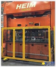 300 Ton, Heim #S2-300, straight side double crank press, 32" Shut Height, air clutch & brake, 30 SPM, 2002